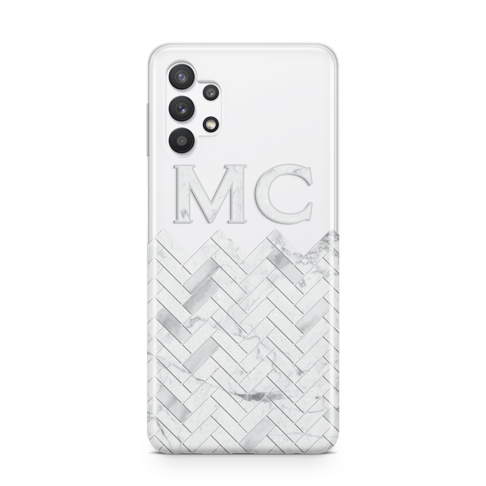 Personalised Marble Herringbone Clear Samsung A32 5G Case