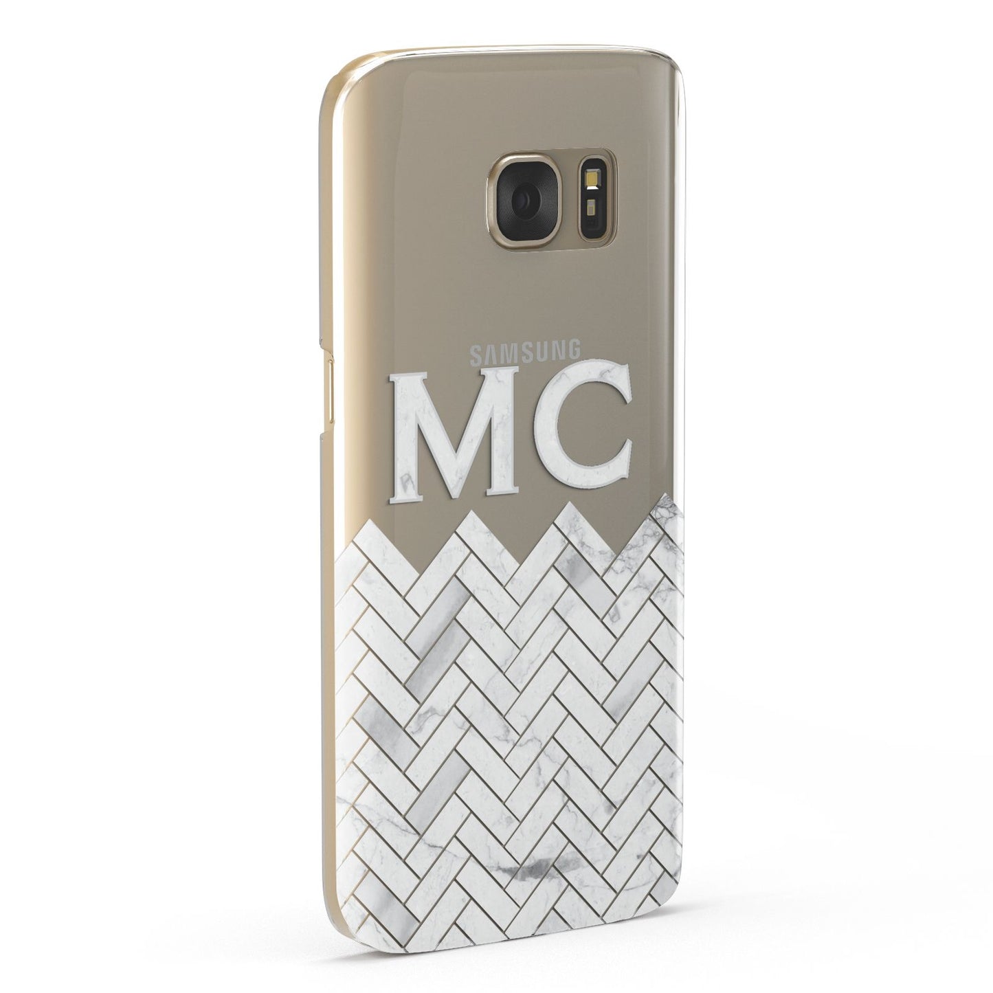 Personalised Marble Herringbone Clear Samsung Galaxy Case Fourty Five Degrees
