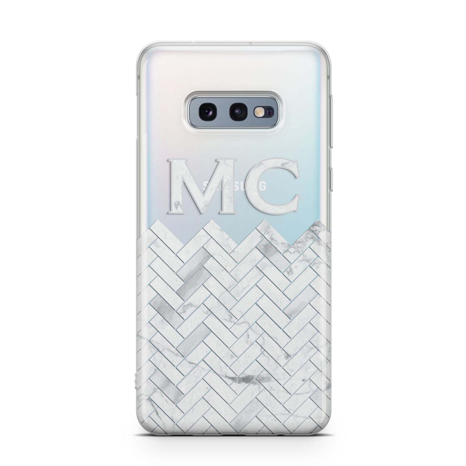 Personalised Marble Herringbone Clear Samsung Galaxy S10E Case