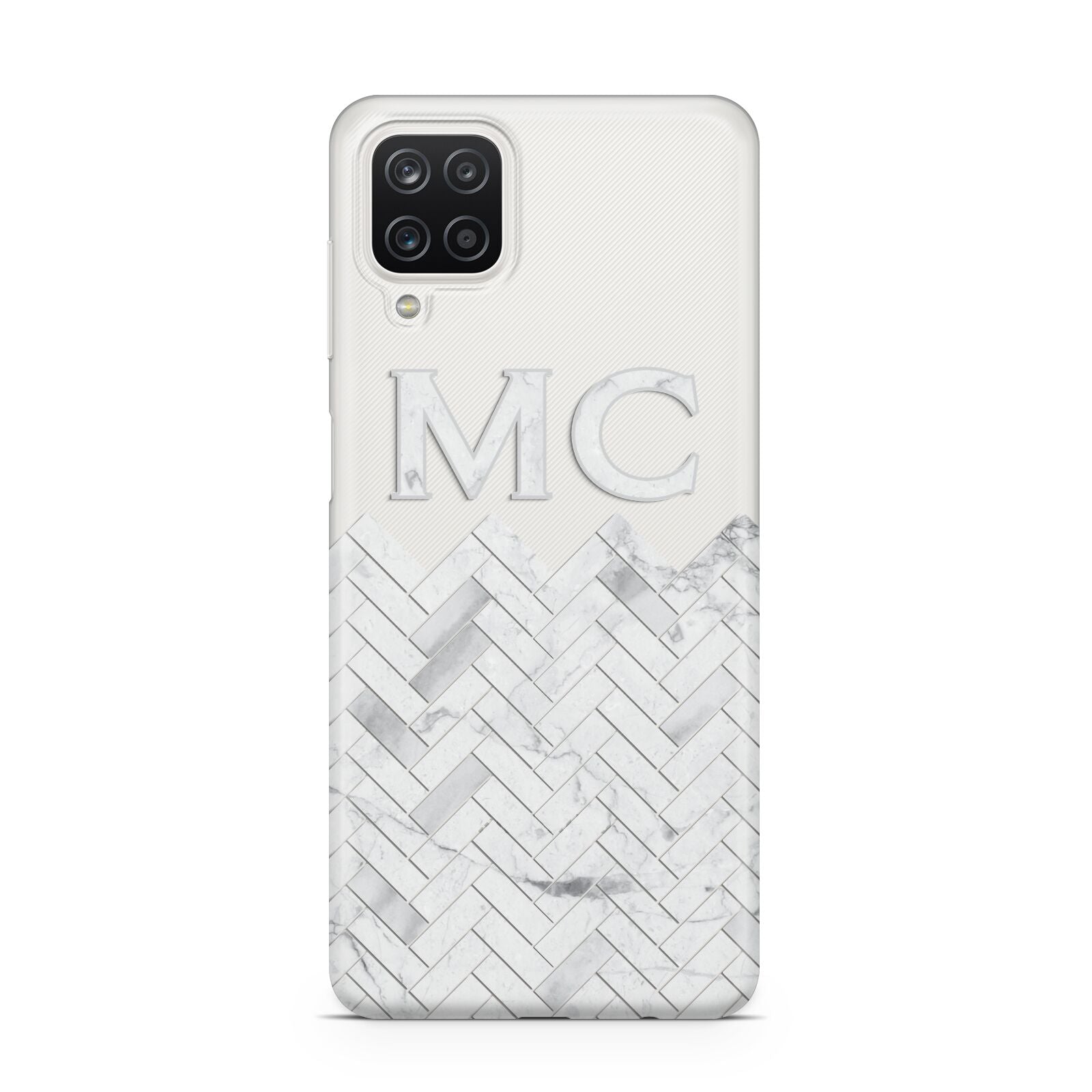 Personalised Marble Herringbone Clear Samsung M12 Case