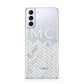 Personalised Marble Herringbone Clear Samsung S21 Plus Phone Case