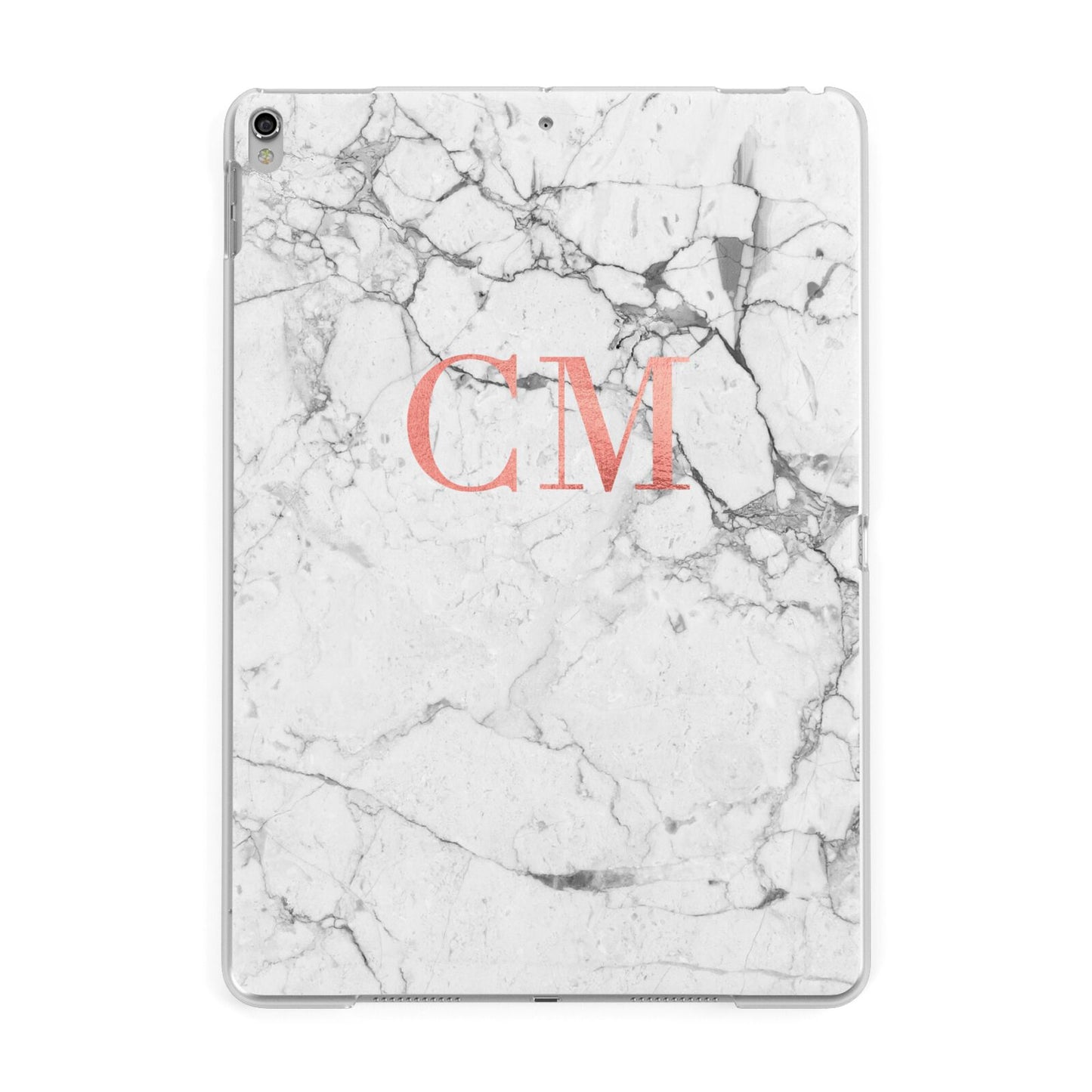 Personalised Marble Initial Rose Gold Apple iPad Silver Case