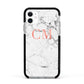 Personalised Marble Initial Rose Gold Apple iPhone 11 in White with Black Impact Case