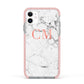 Personalised Marble Initial Rose Gold Apple iPhone 11 in White with Pink Impact Case