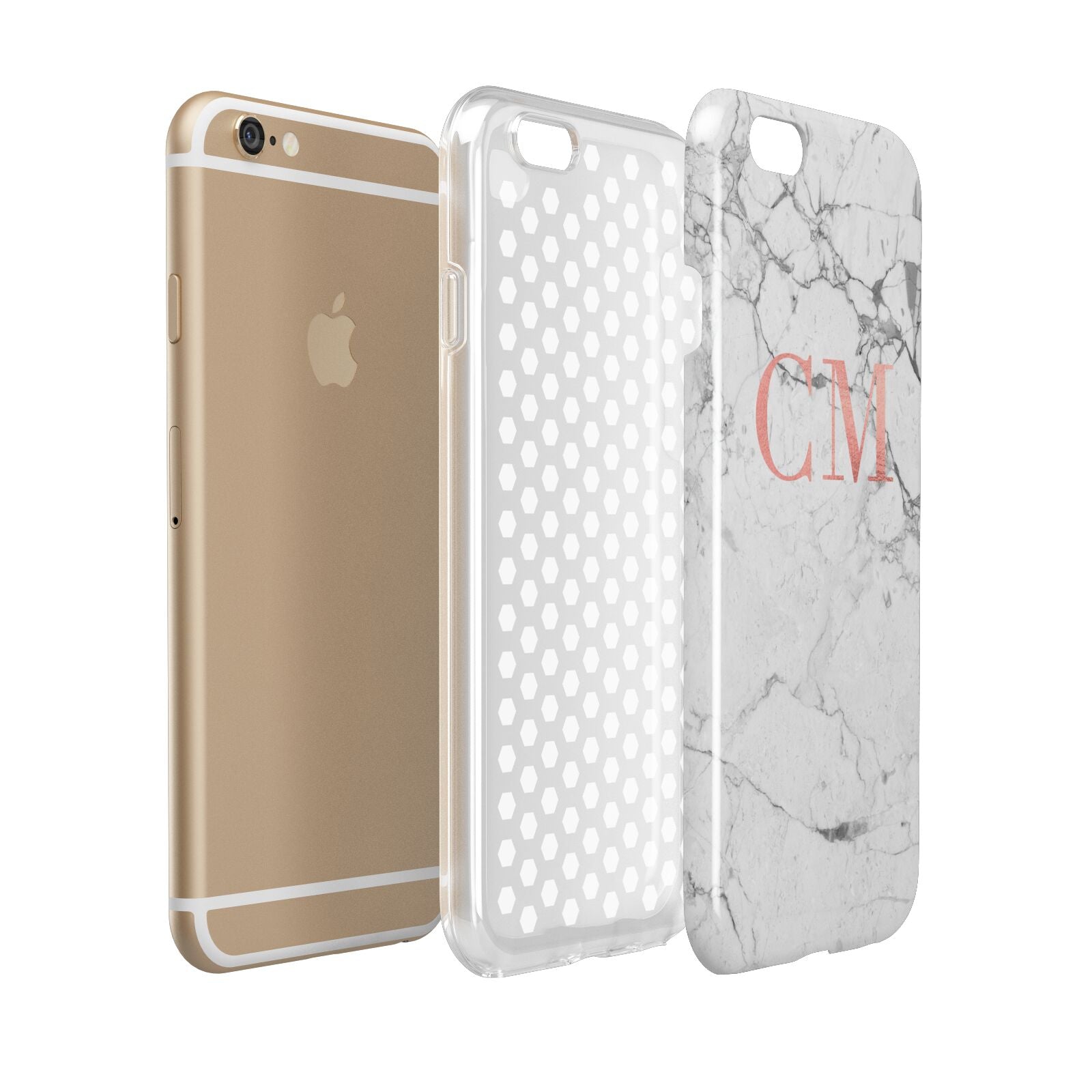 Personalised Marble Initial Rose Gold Apple iPhone 6 3D Tough Case Expanded view