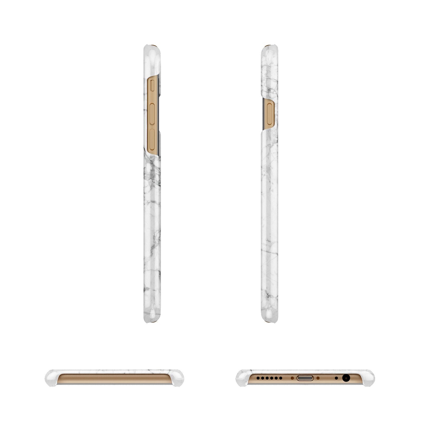 Personalised Marble Initial Rose Gold Apple iPhone 6 3D Wrap Snap Case Angled Images