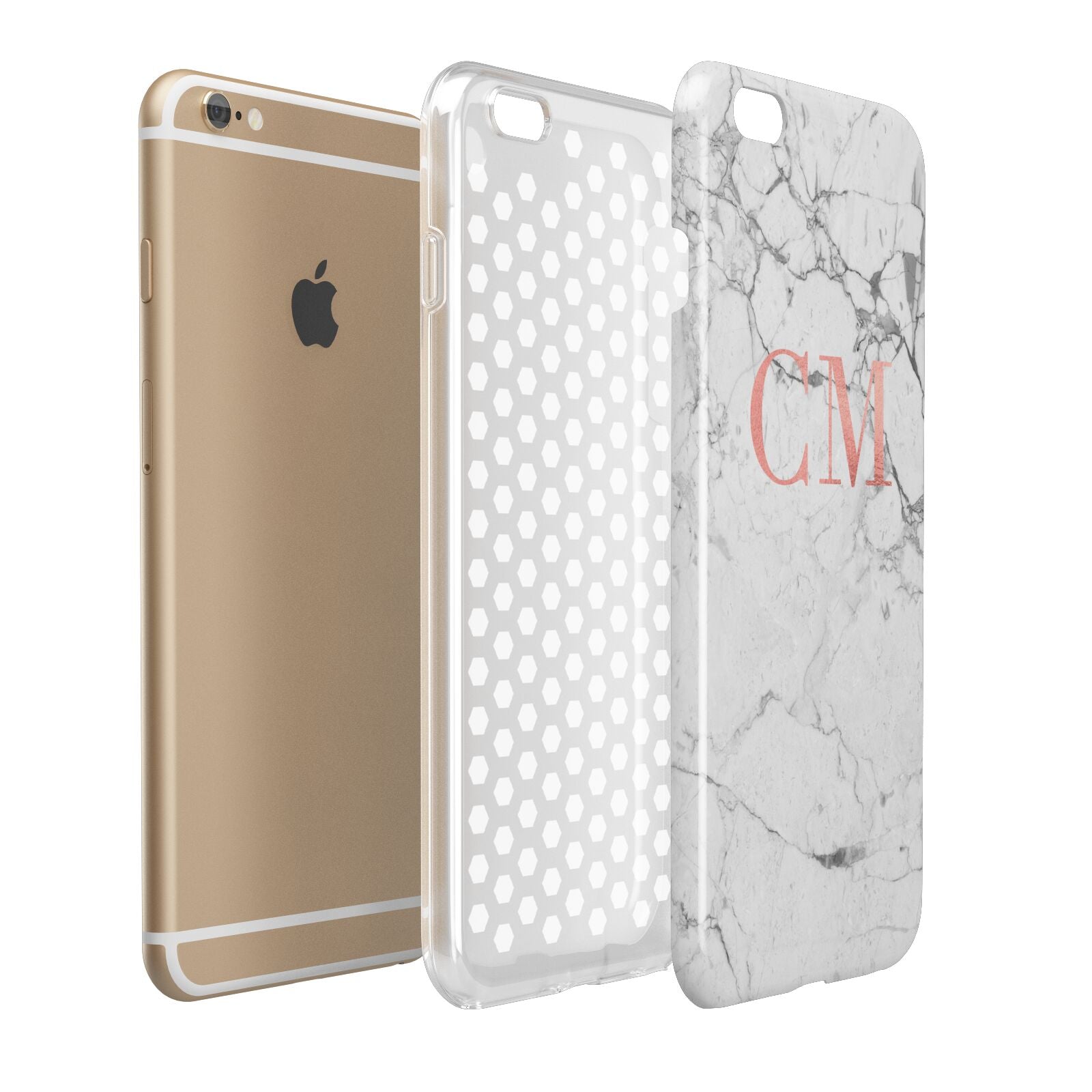 Personalised Marble Initial Rose Gold Apple iPhone 6 Plus 3D Tough Case Expand Detail Image