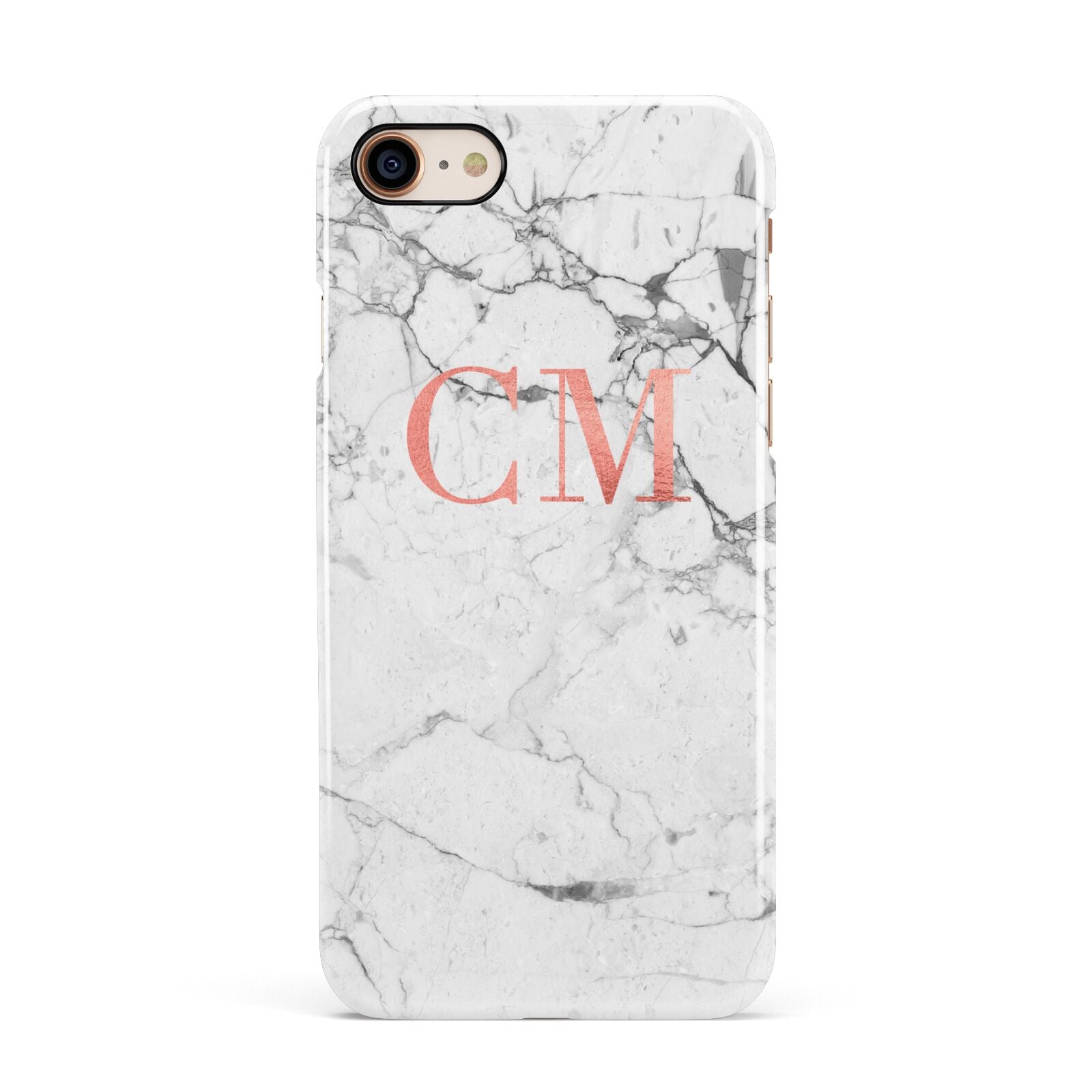 Personalised Marble Initial Rose Gold Apple iPhone 7 8 3D Snap Case