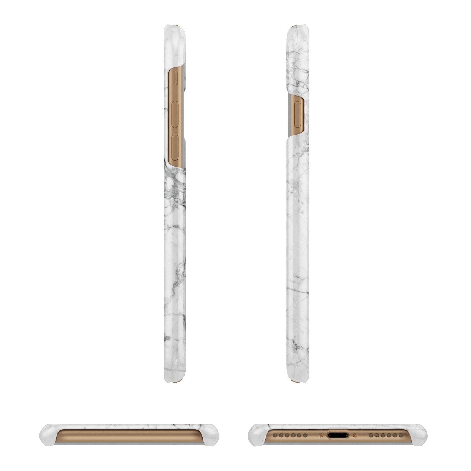 Personalised Marble Initial Rose Gold Apple iPhone 7 8 3D Wrap Snap Case Angled Images