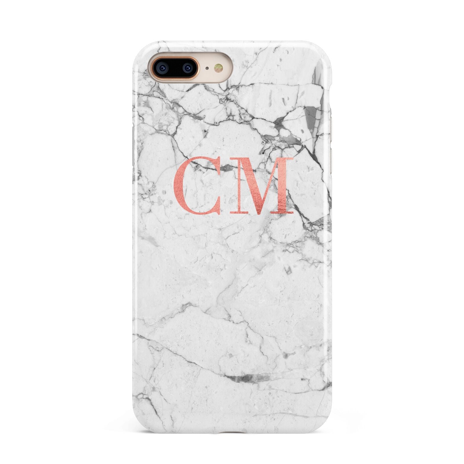 Personalised Marble Initial Rose Gold Apple iPhone 7 8 Plus 3D Tough Case