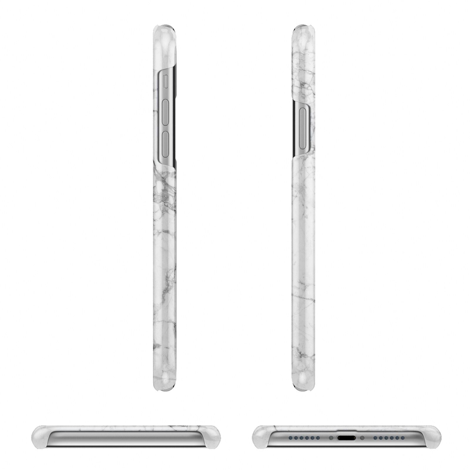 Personalised Marble Initial Rose Gold Apple iPhone XR 3D Wrap Snap Case Angled Images on White Phone