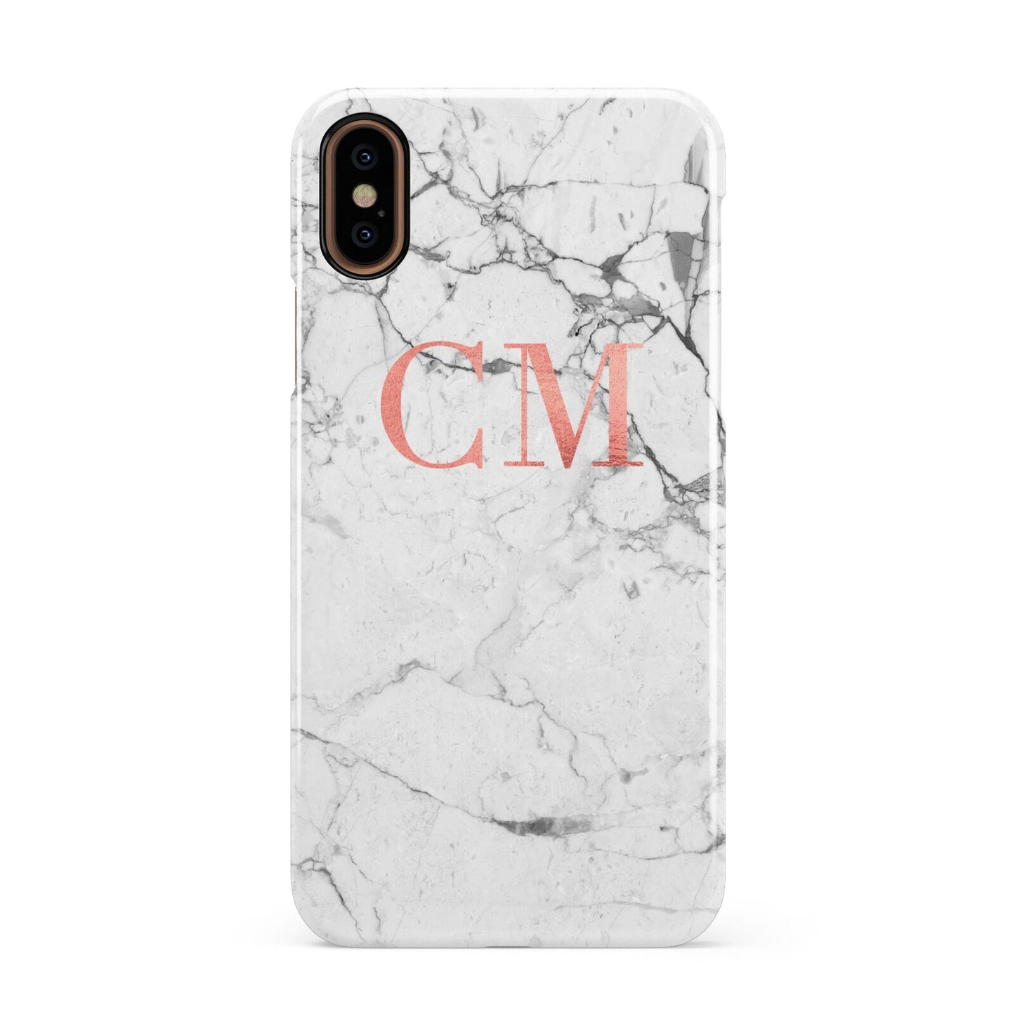 Personalised Marble Initial Rose Gold Apple iPhone XS 3D Snap Case
