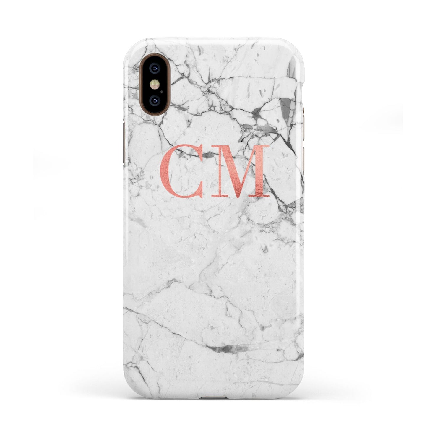Personalised Marble Initial Rose Gold Apple iPhone XS 3D Tough