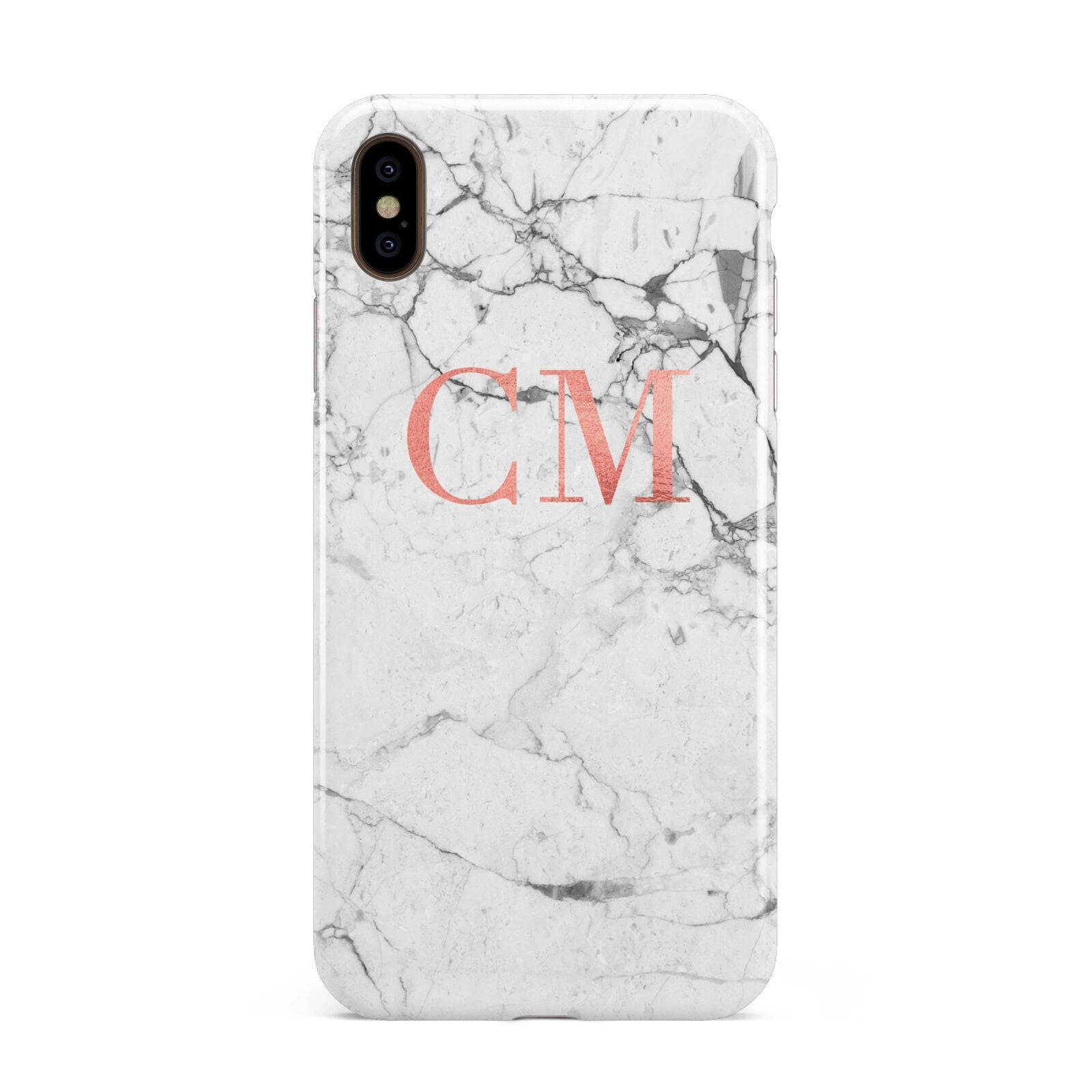 Personalised Marble Initial Rose Gold Apple iPhone Xs Max 3D Tough Case