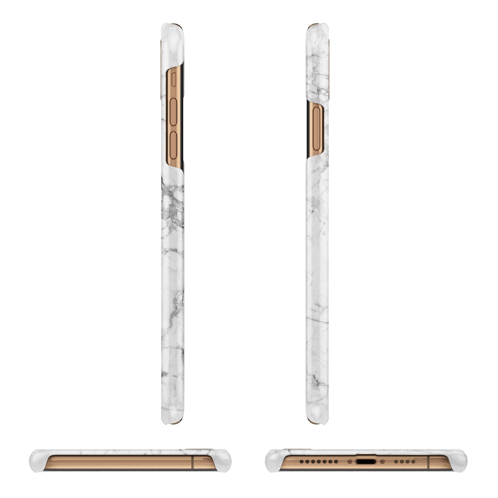 Personalised Marble Initial Rose Gold Apple iPhone Xs Max 3D Wrap Snap Case Angled Images