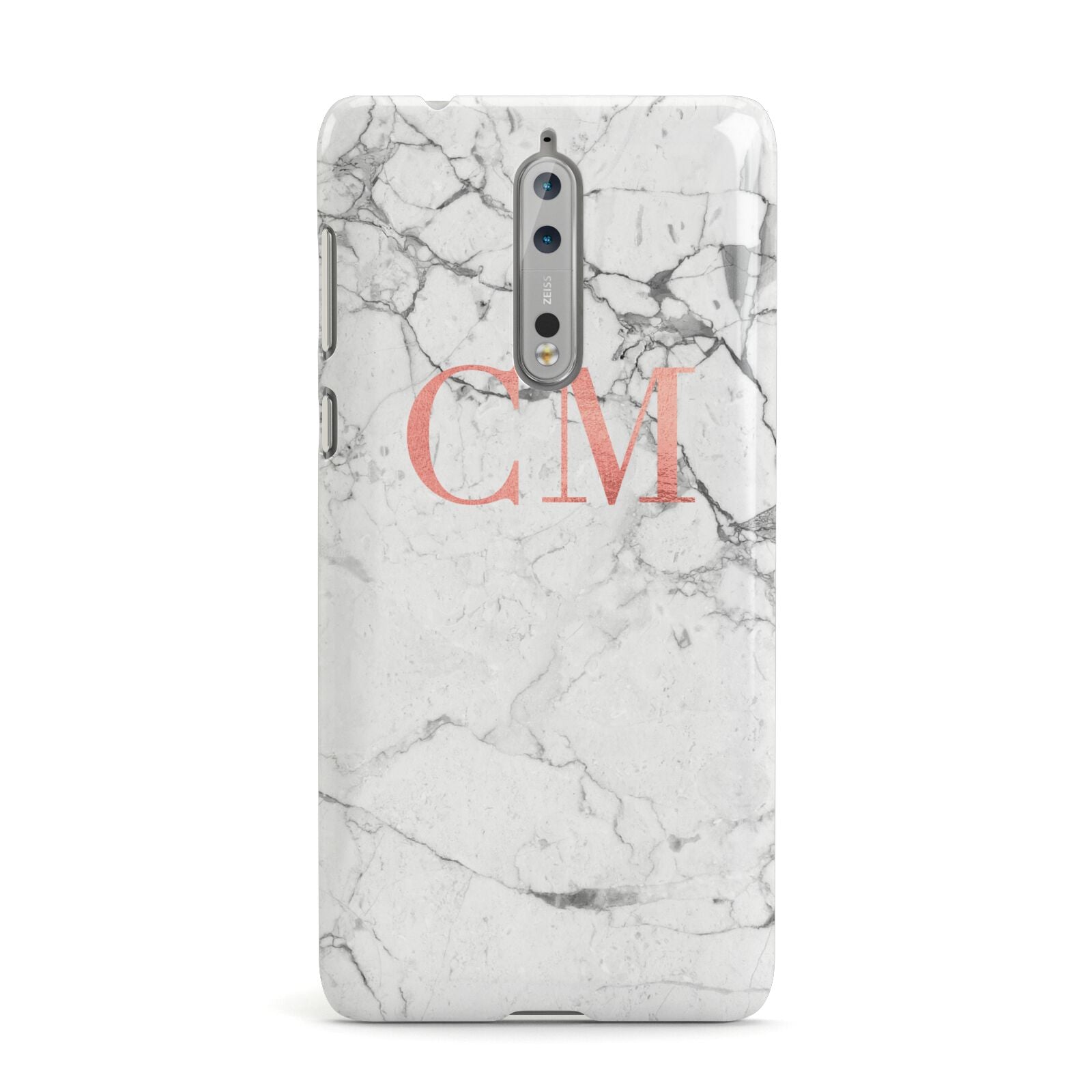 Personalised Marble Initial Rose Gold Nokia Case