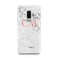 Personalised Marble Initial Rose Gold Samsung Galaxy S9 Plus Case on Silver phone