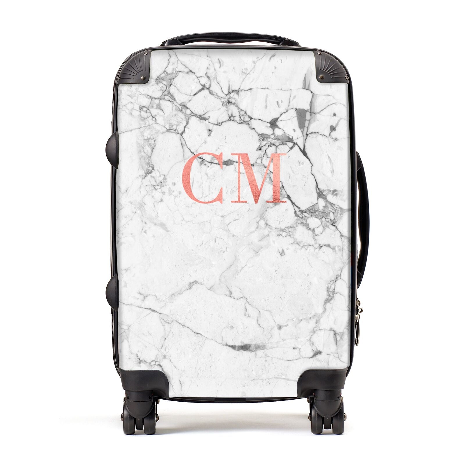 Personalised Marble Initial Rose Gold Suitcase