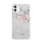 Personalised Marble Initial Rose Gold iPhone 11 3D Snap Case