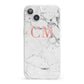 Personalised Marble Initial Rose Gold iPhone 13 Clear Bumper Case