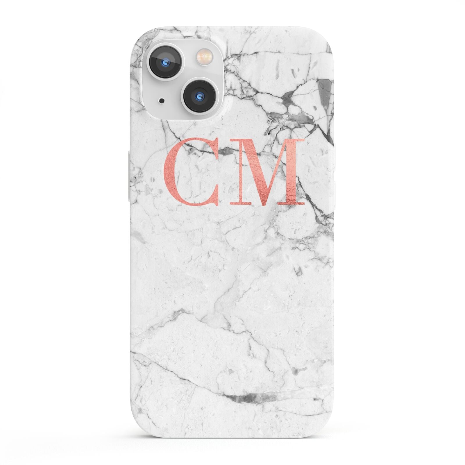 Personalised Marble Initial Rose Gold iPhone 13 Full Wrap 3D Snap Case