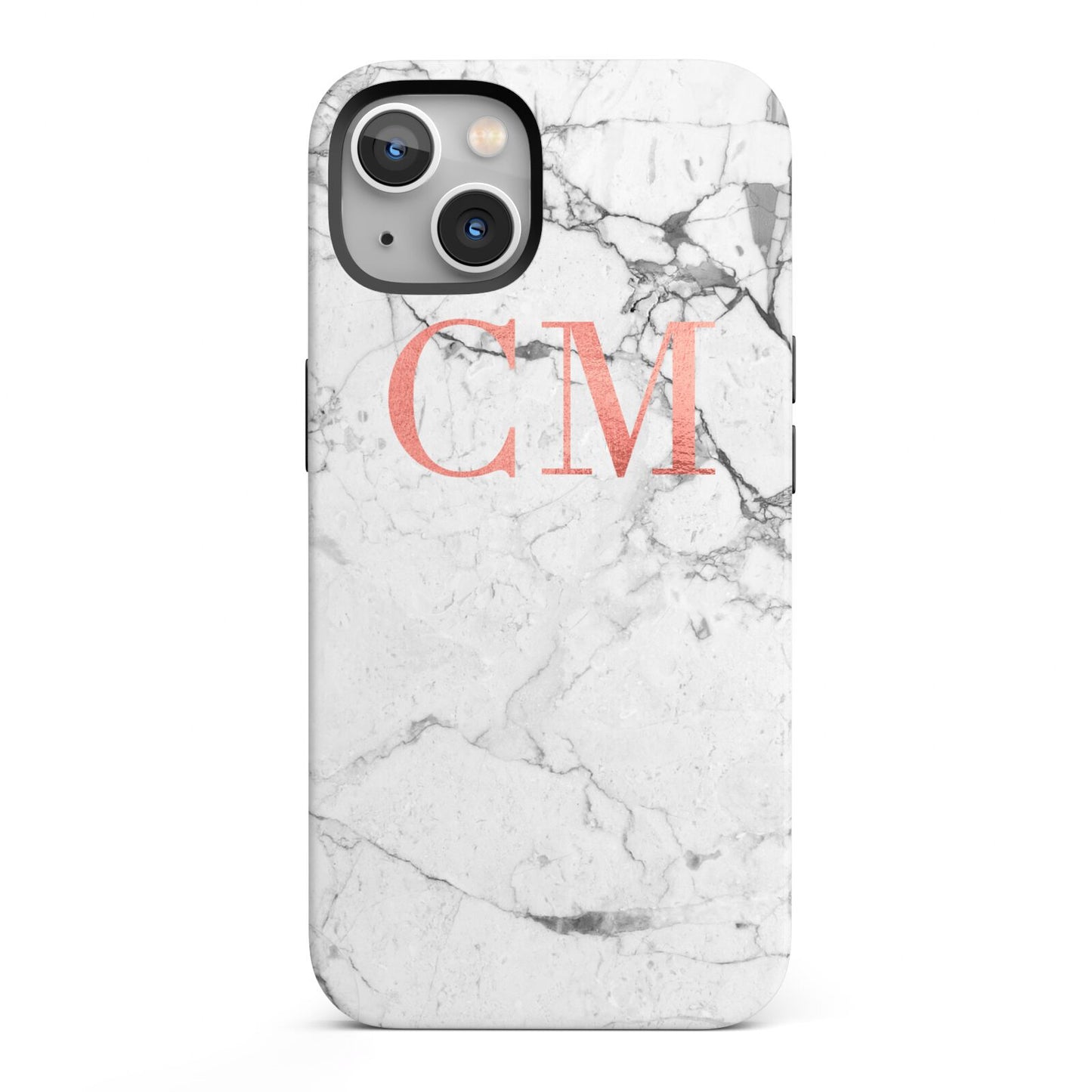 Personalised Marble Initial Rose Gold iPhone 13 Full Wrap 3D Tough Case