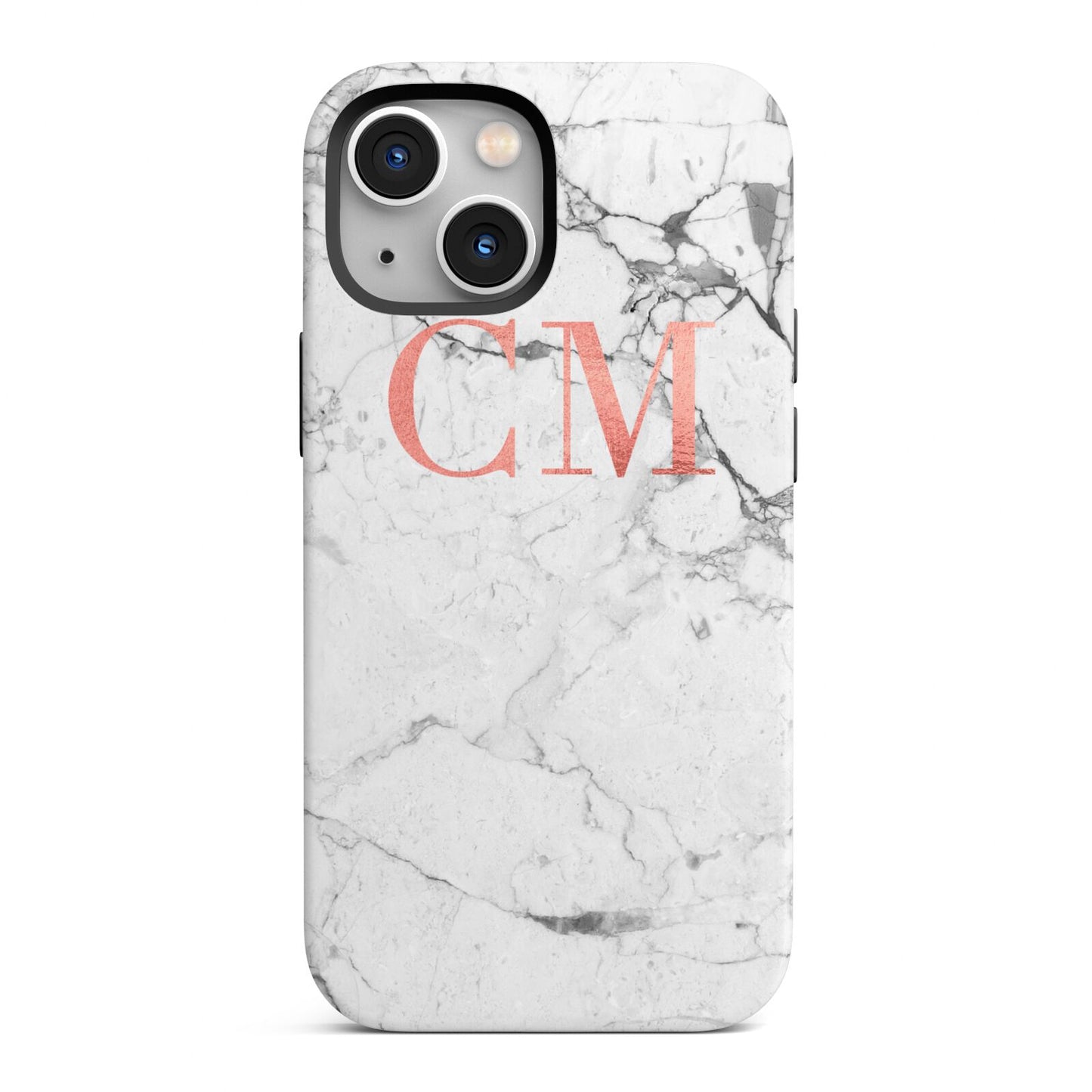 Personalised Marble Initial Rose Gold iPhone 13 Mini Full Wrap 3D Tough Case