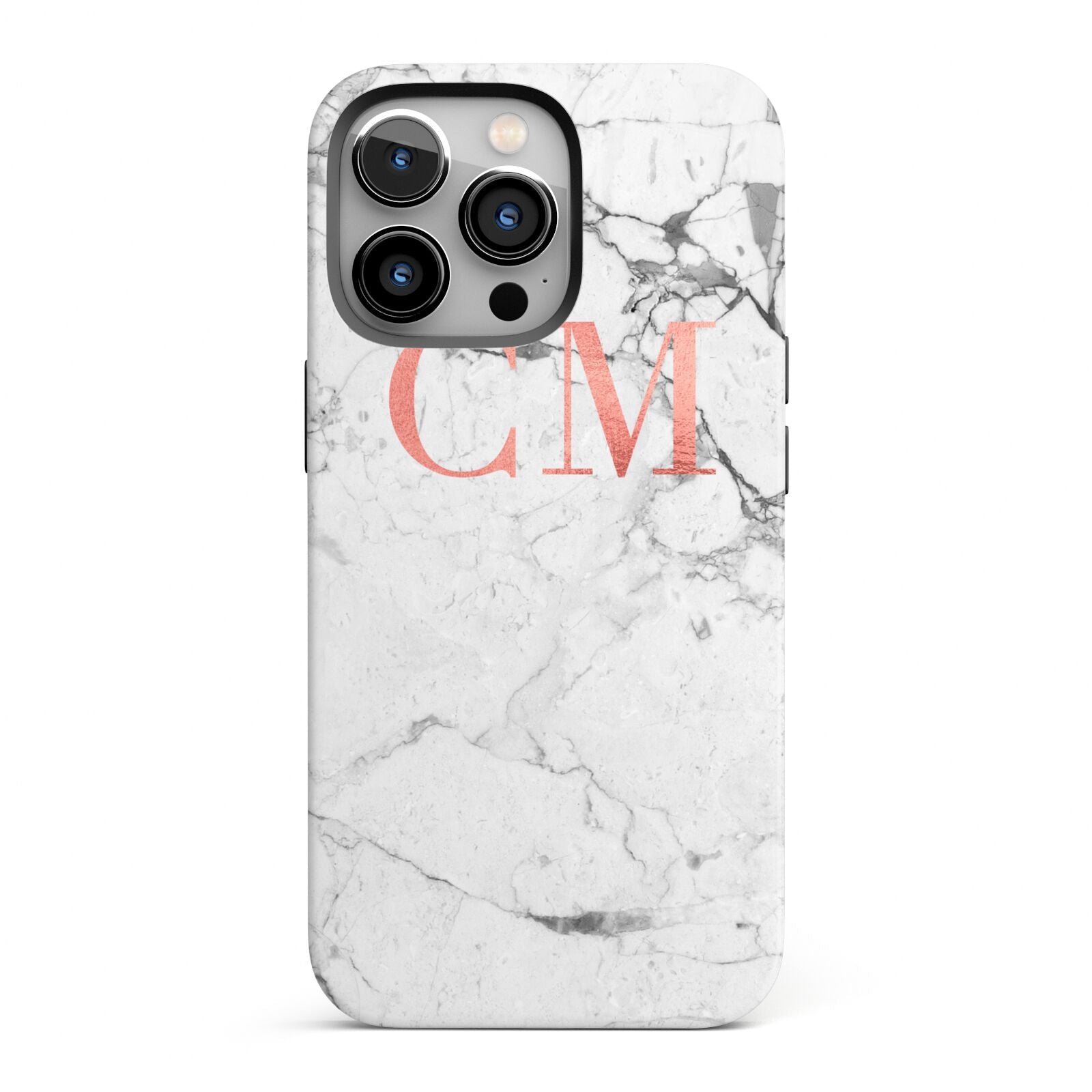 Personalised Marble Initial Rose Gold iPhone 13 Pro Full Wrap 3D Tough Case