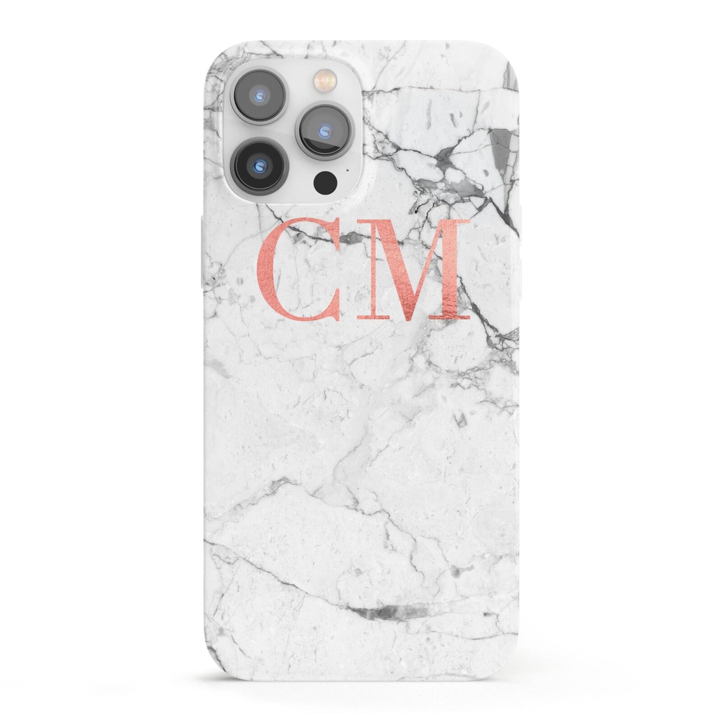 Personalised Marble Initial Rose Gold iPhone 13 Pro Max Full Wrap 3D Snap Case