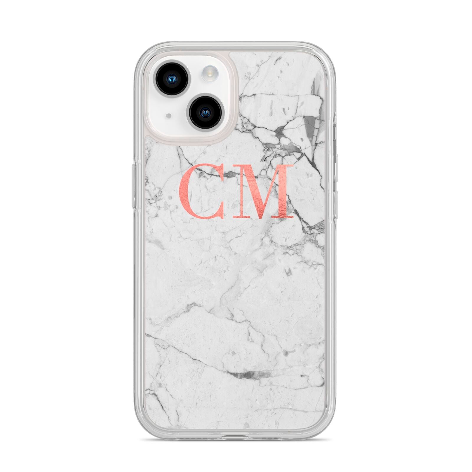 Personalised Marble Initial Rose Gold iPhone 14 Clear Tough Case Starlight