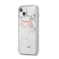 Personalised Marble Initial Rose Gold iPhone 14 Plus Glitter Tough Case Starlight Angled Image