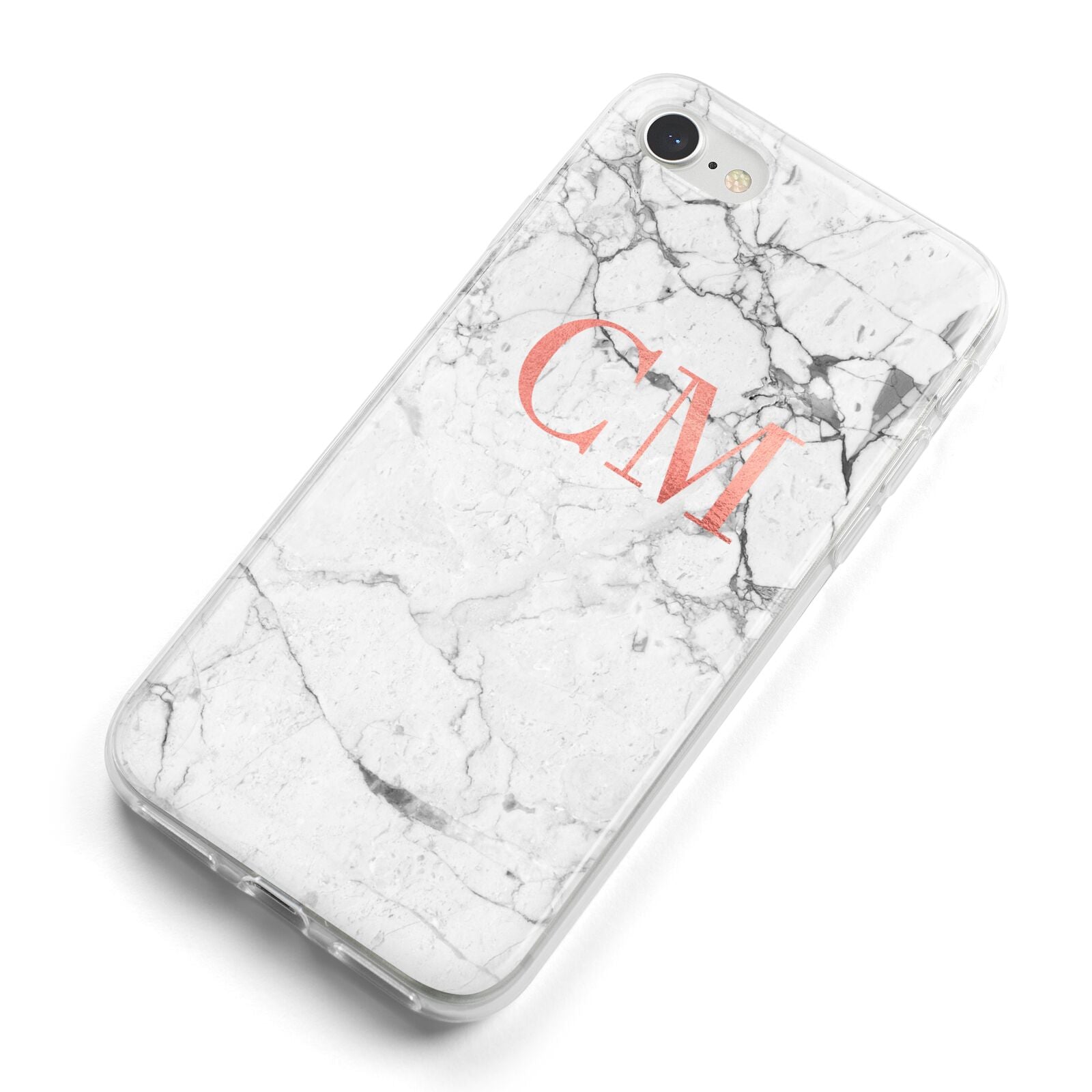 Personalised Marble Initial Rose Gold iPhone 8 Bumper Case on Silver iPhone Alternative Image