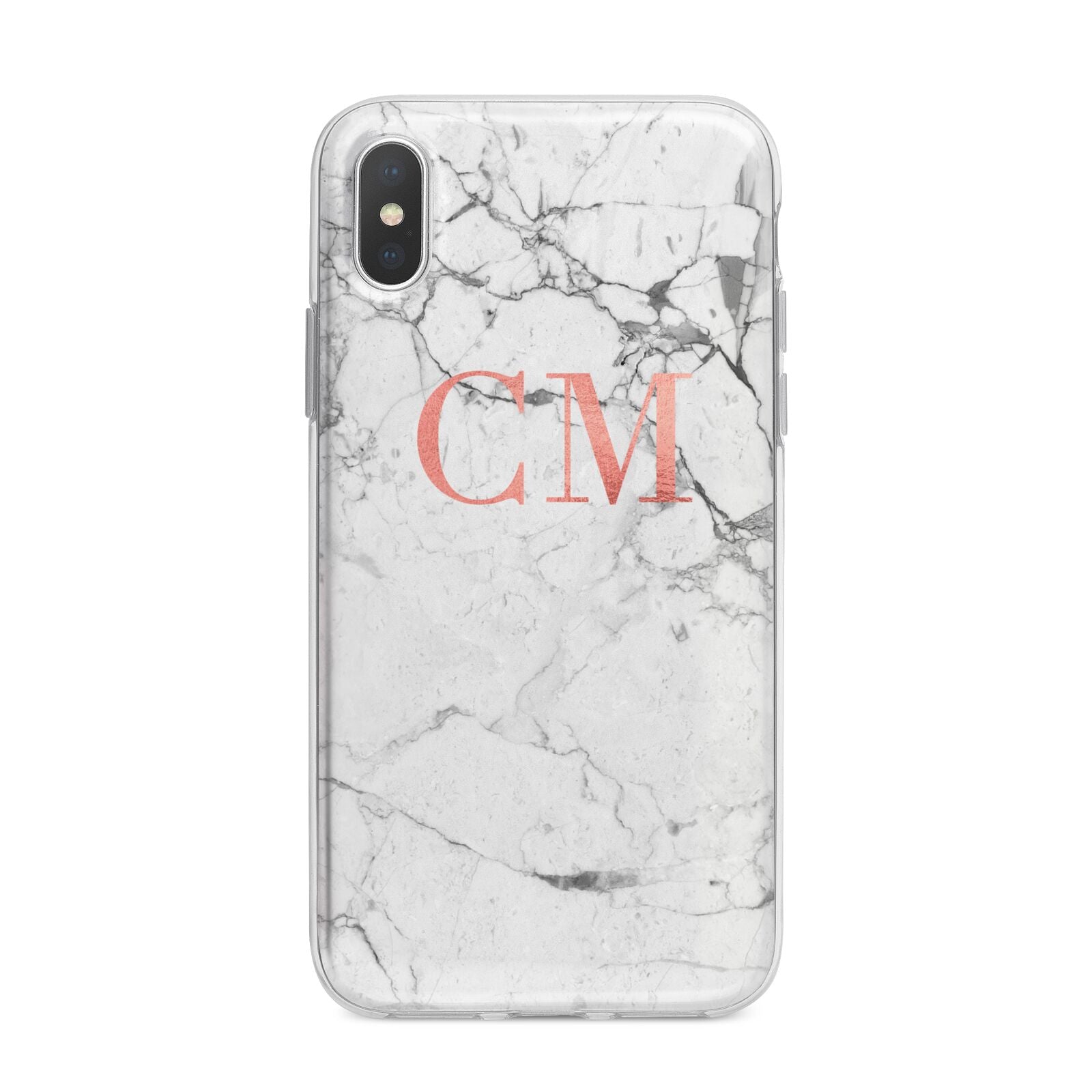 Personalised Marble Initial Rose Gold iPhone X Bumper Case on Silver iPhone Alternative Image 1