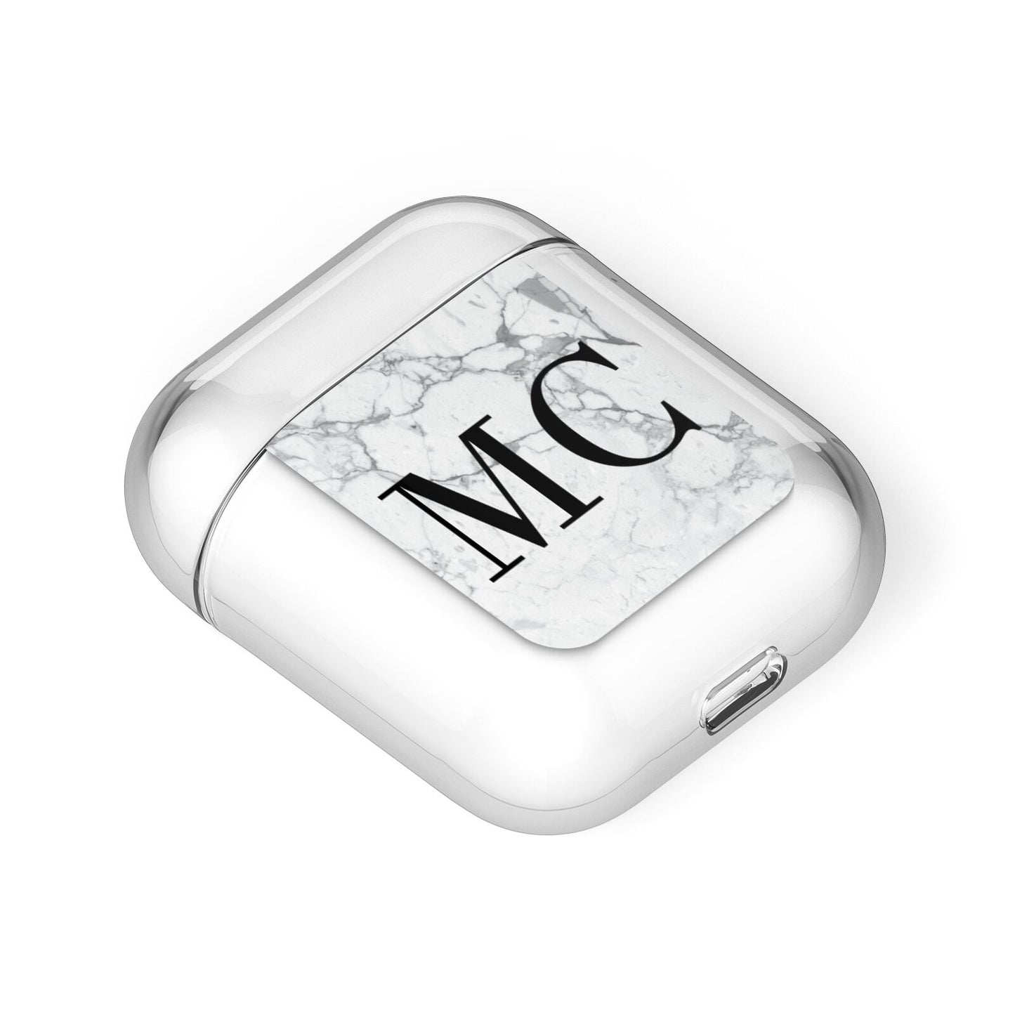 Personalised Marble Initials AirPods Case Laid Flat