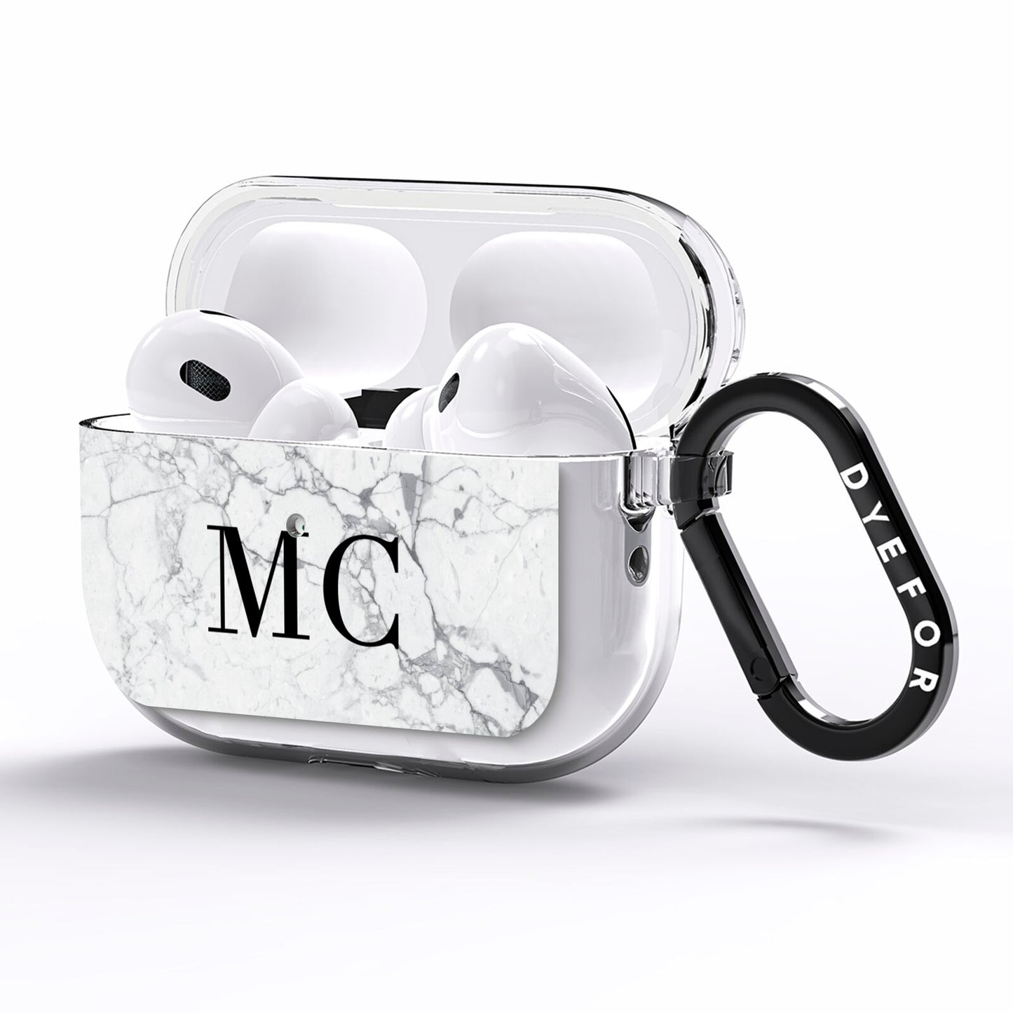 Personalised Marble Initials AirPods Pro Clear Case Side Image