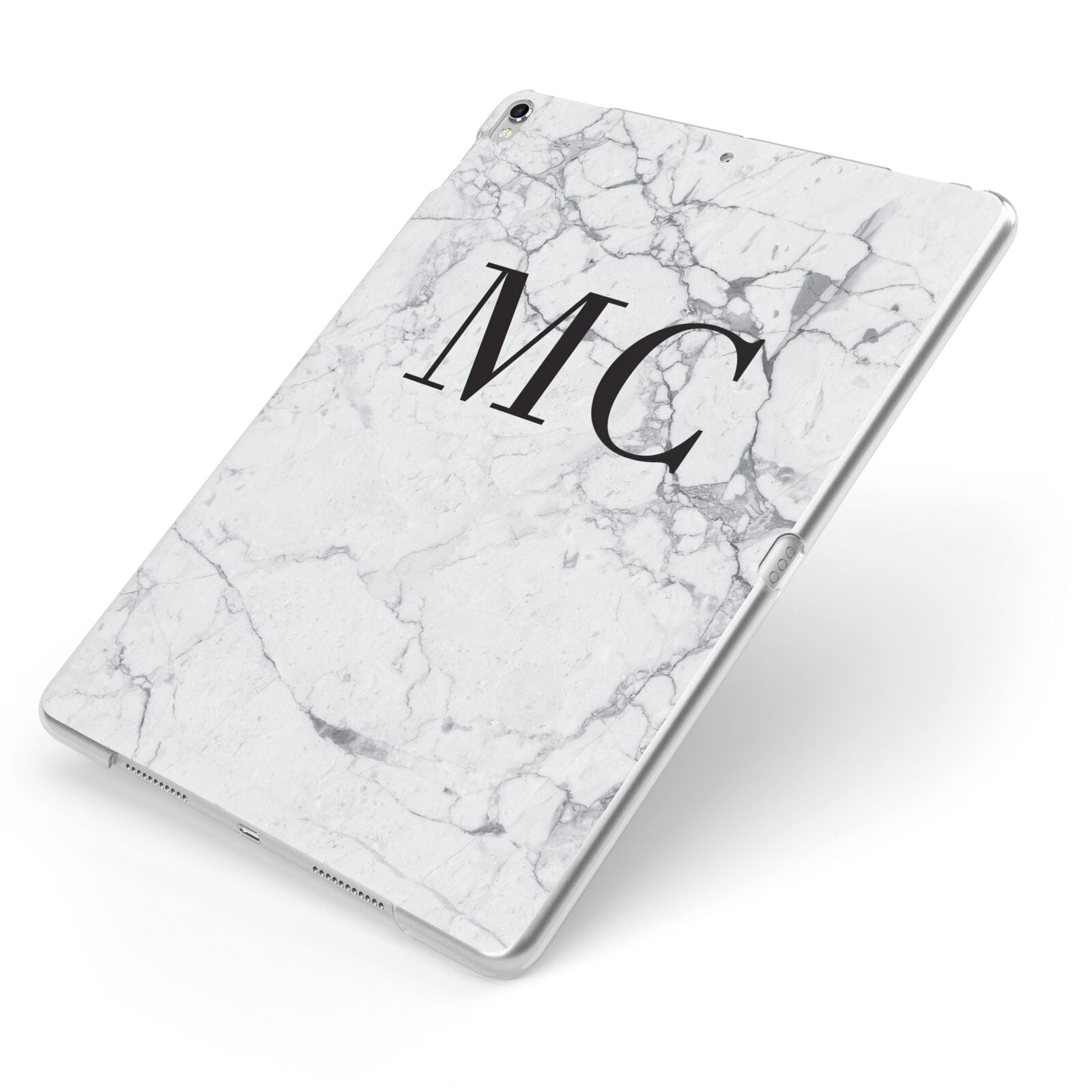Personalised Marble Initials Apple iPad Case on Silver iPad Side View