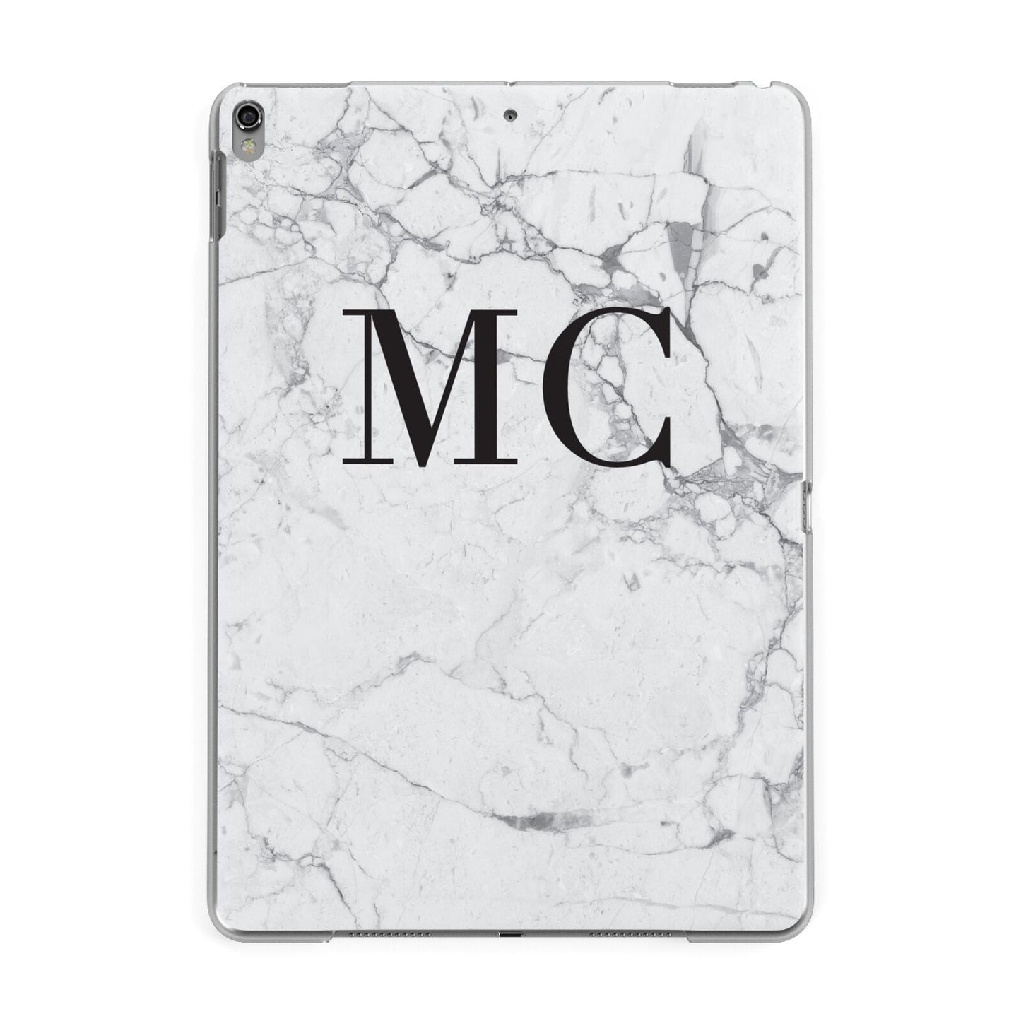 Personalised Marble Initials Apple iPad Grey Case