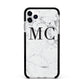 Personalised Marble Initials Apple iPhone 11 Pro Max in Silver with Black Impact Case