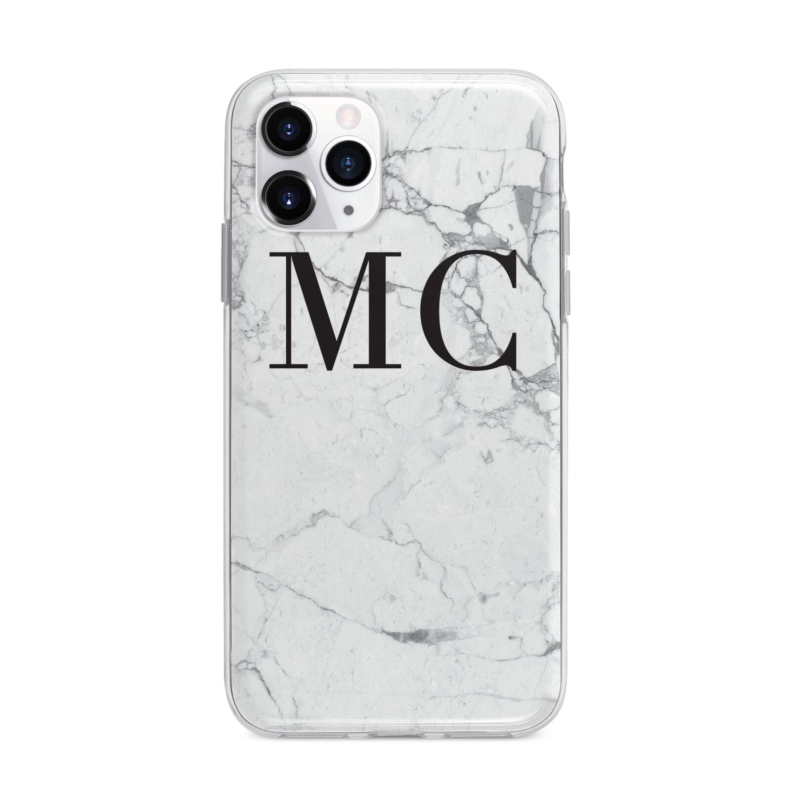 Personalised Marble Initials Apple iPhone 11 Pro in Silver with Bumper Case