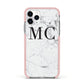 Personalised Marble Initials Apple iPhone 11 Pro in Silver with Pink Impact Case