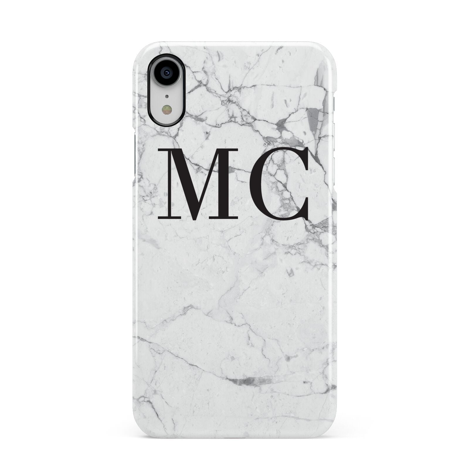 Personalised Marble Initials Apple iPhone XR White 3D Snap Case