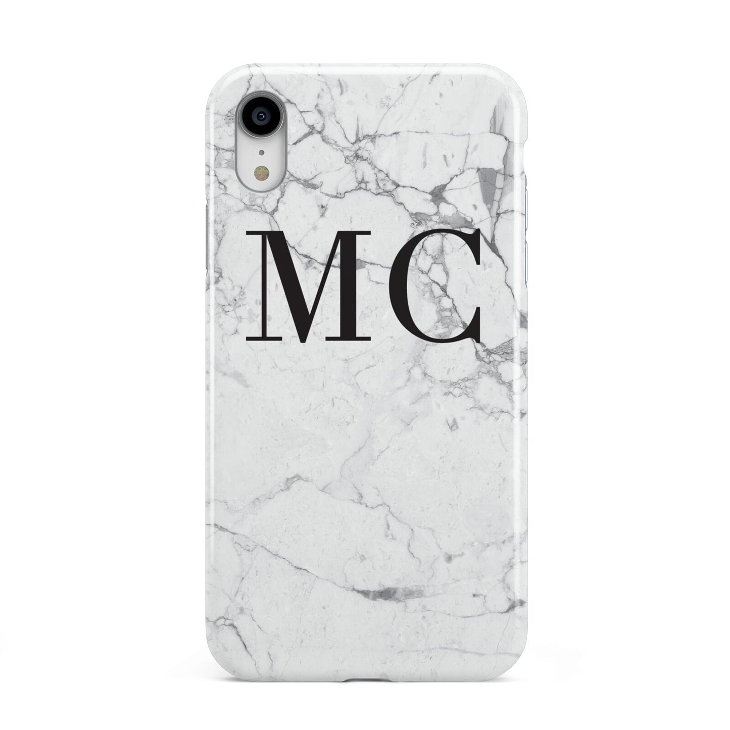 Personalised Marble Initials Apple iPhone XR White 3D Tough Case