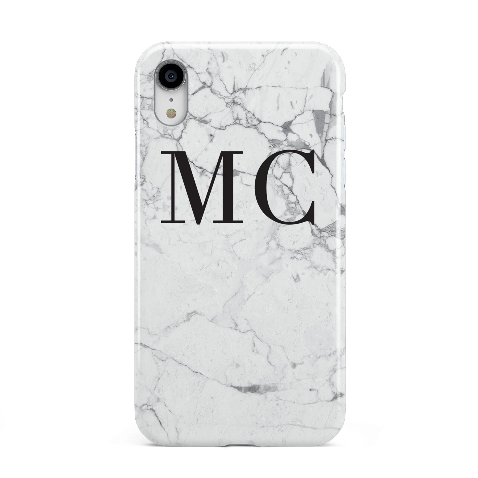 Personalised Marble Initials Apple iPhone XR White 3D Tough Case