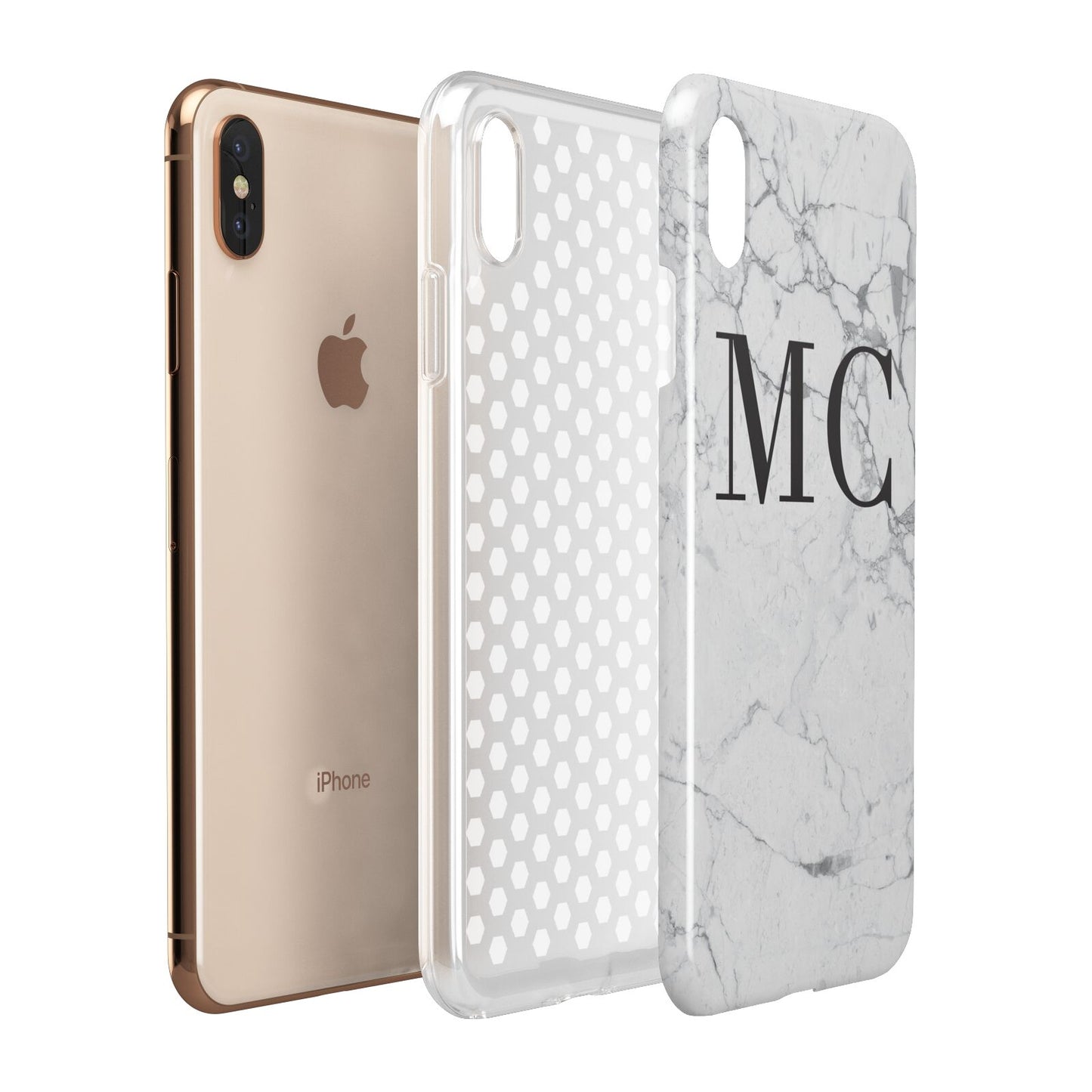 Personalised Marble Initials Apple iPhone Xs Max 3D Tough Case Expanded View