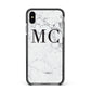 Personalised Marble Initials Apple iPhone Xs Max Impact Case Black Edge on Black Phone