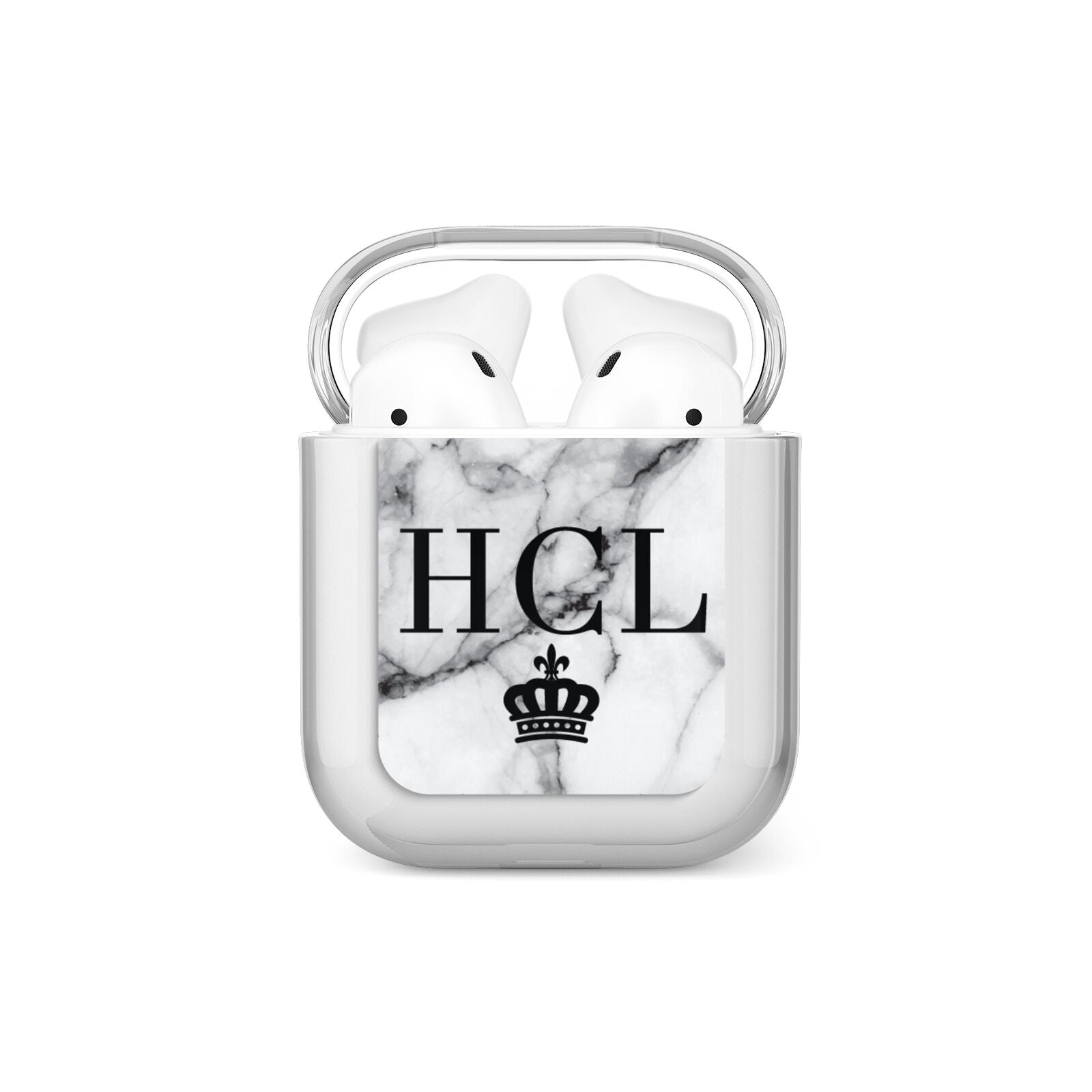 Personalised Marble Initials Crown Custom AirPods Case