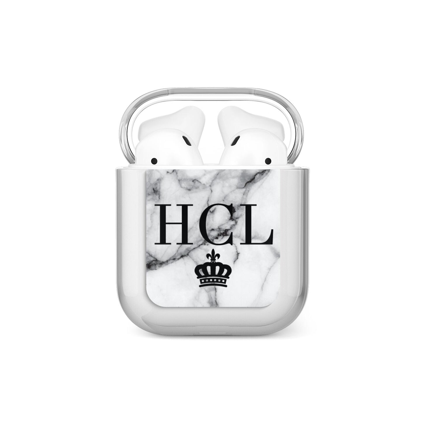 Personalised Marble Initials Crown Custom AirPods Case