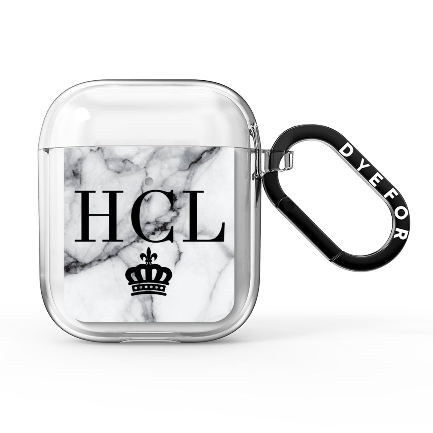 Personalised Marble Initials Crown Custom AirPods Clear Case