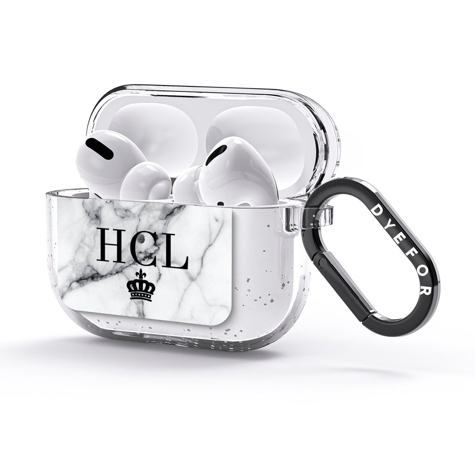 Personalised Marble Initials Crown Custom AirPods Glitter Case 3rd Gen Side Image