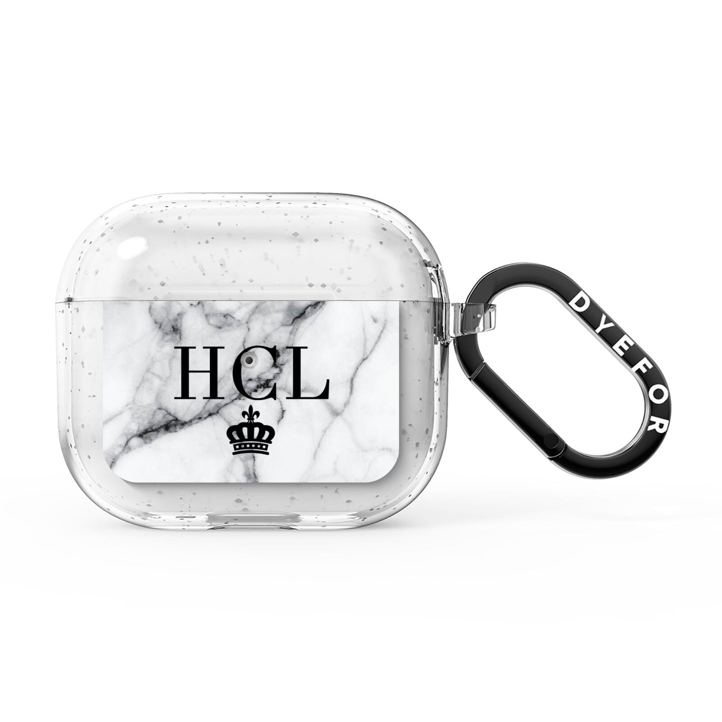 Personalised Marble Initials Crown Custom AirPods Glitter Case 3rd Gen